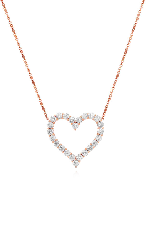Diana M Jewels 18k Rose Gold Open Heart Pendant Necklace - view 1