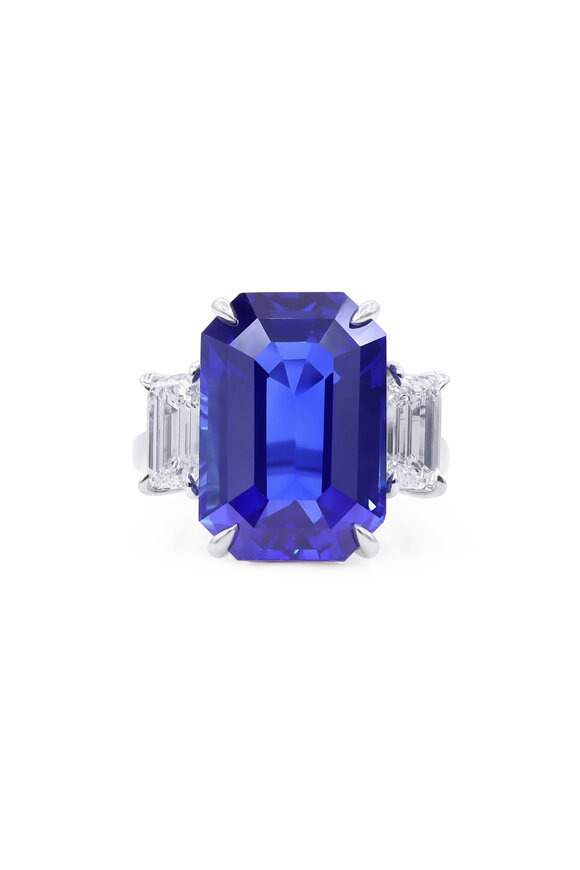 Oscar Heyman Platinum Ceylon Blue Sapphire & Diamond Ring