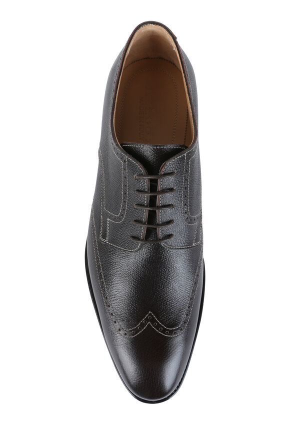 Kiton - Brown Pebbled Leather Wingtip