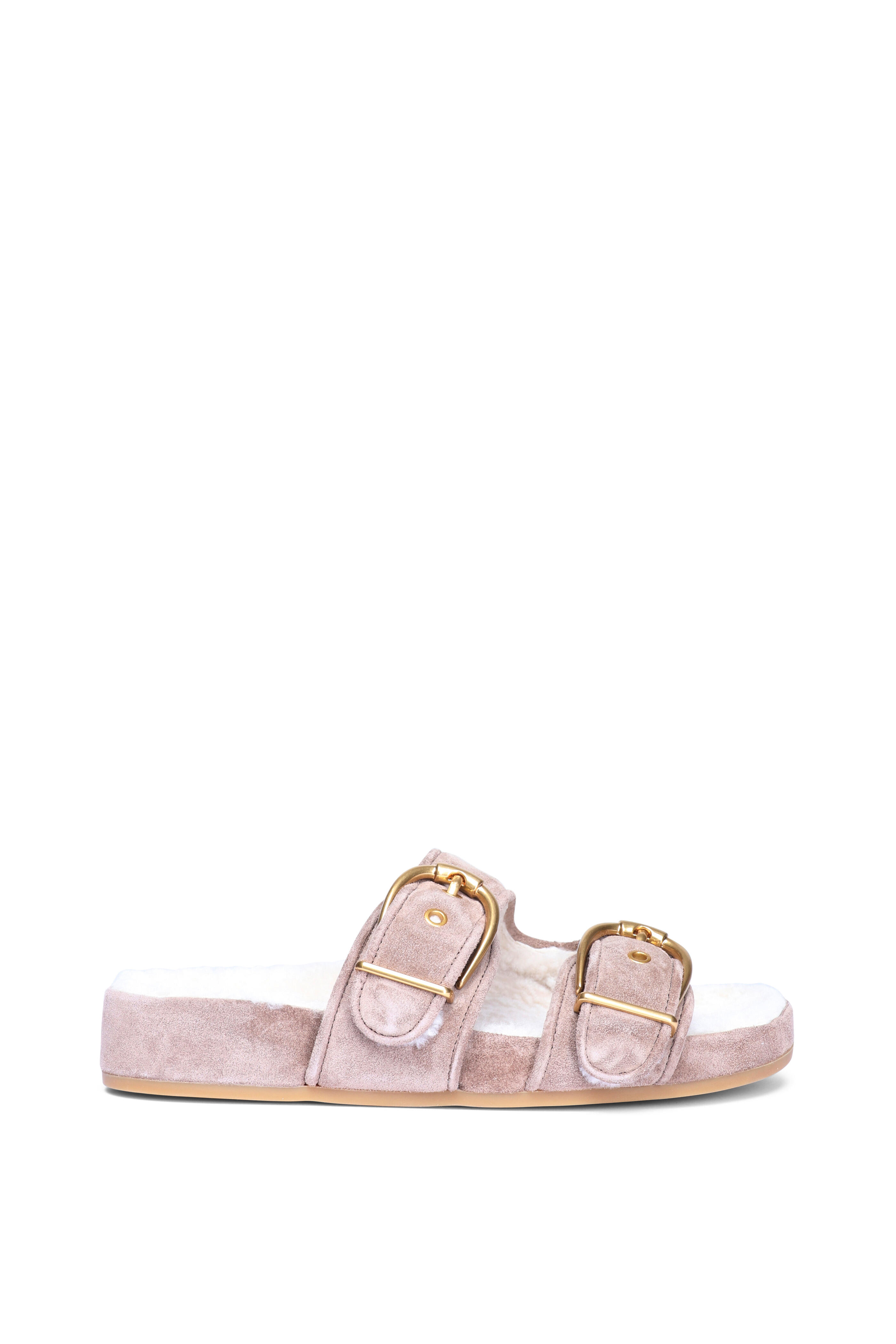 Veronica Beard - Pure Shearling Beige Buckle Slide