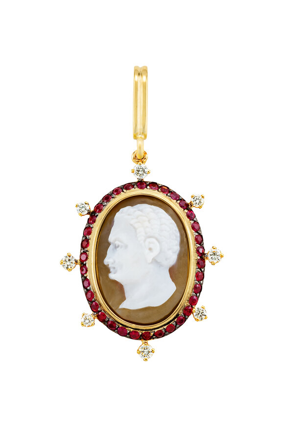 Mellerio 18k Yellow Gold Precious Shell Cameo Charm