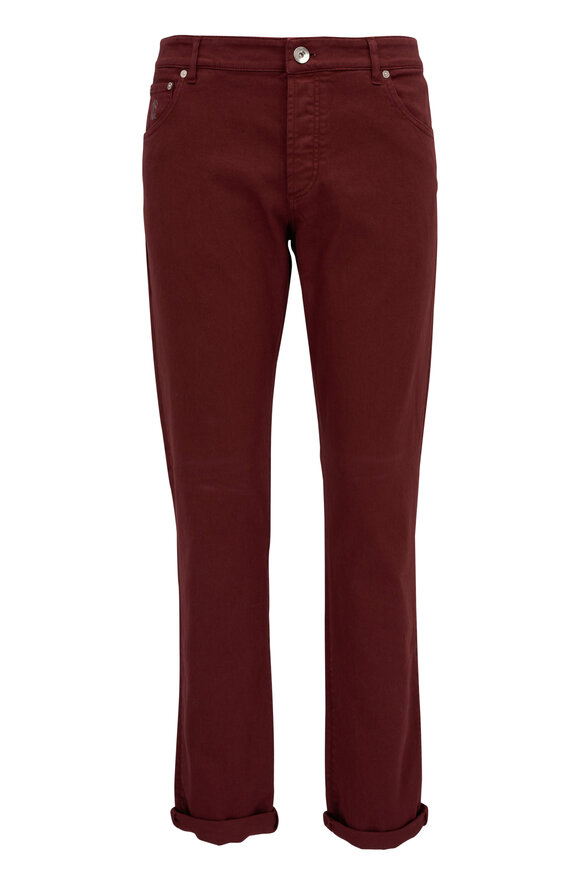 Brunello Cucinelli - Burgundy Cotton Five Pocket Pant 