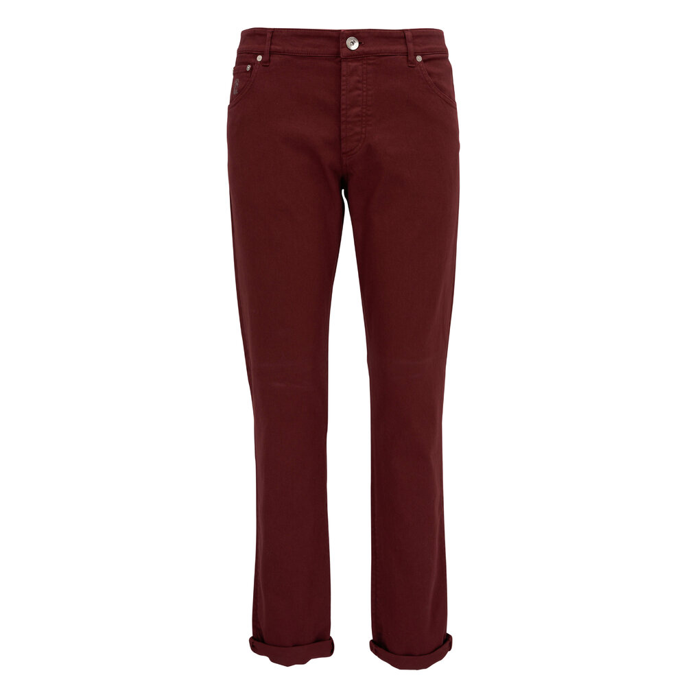 Brunello Cucinelli - Burgundy Cotton Five Pocket Pant