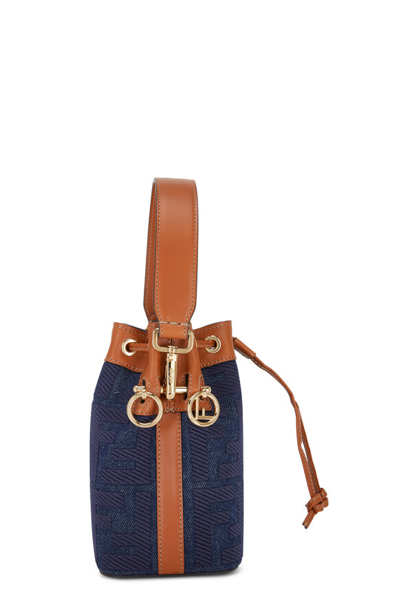 Fendi - Mon Tresor FF Embossed Denim Mini Bucket Bag