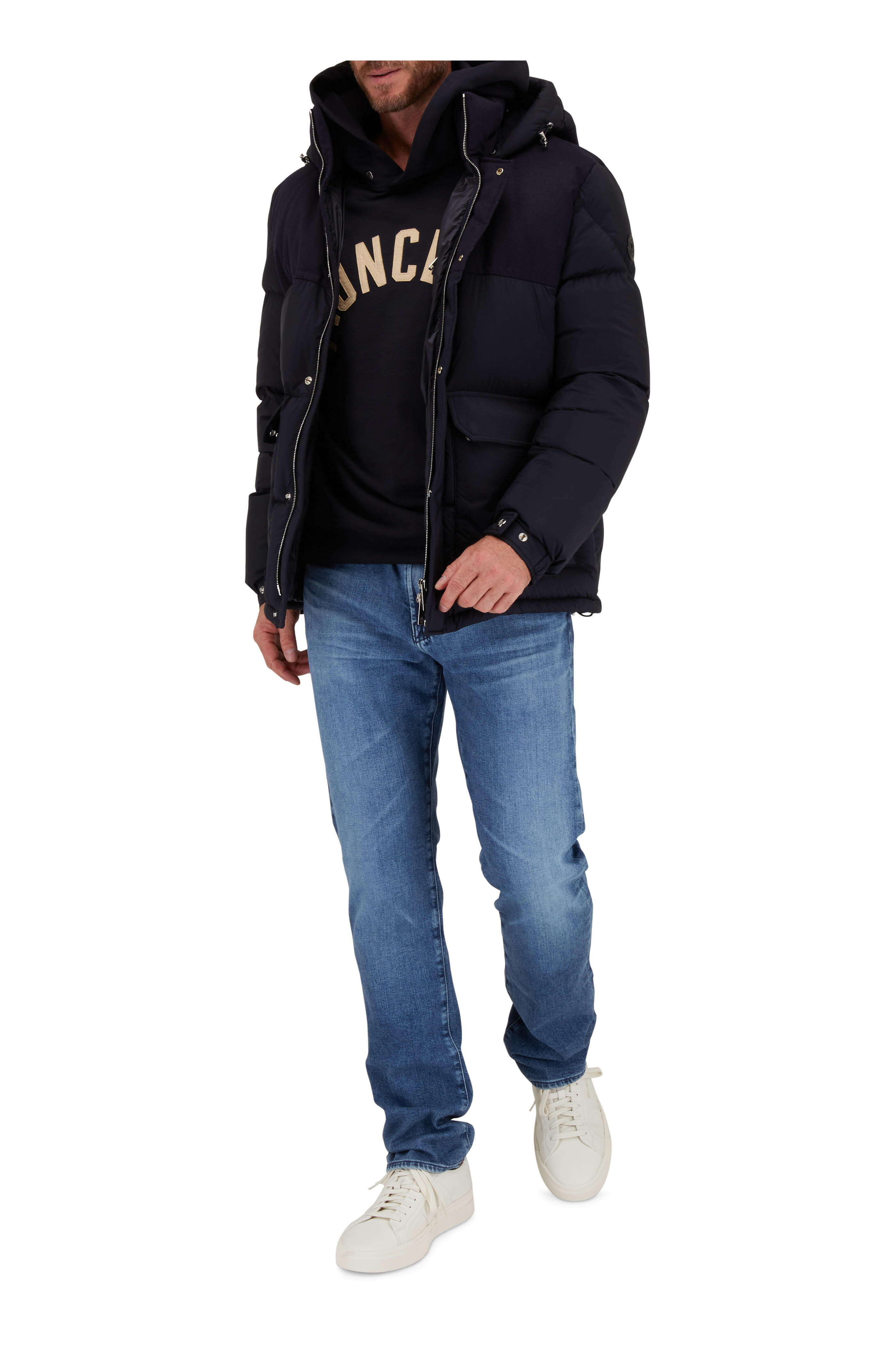 Moncler Navy Logo Hoodie Mitchell Stores