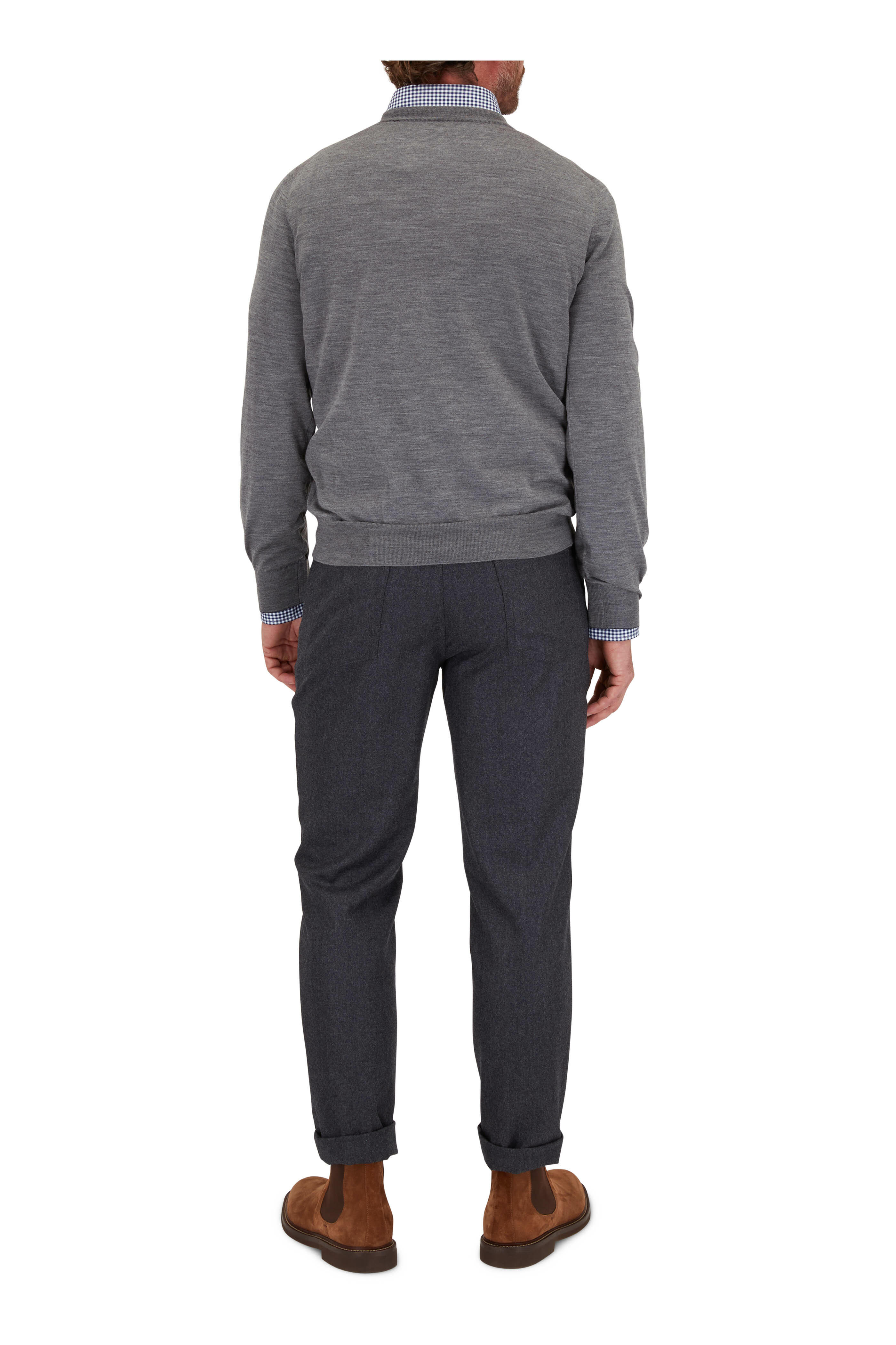 Brunello Cucinelli - Dark Gray Flannel Italian Fit Five Pocket Pant