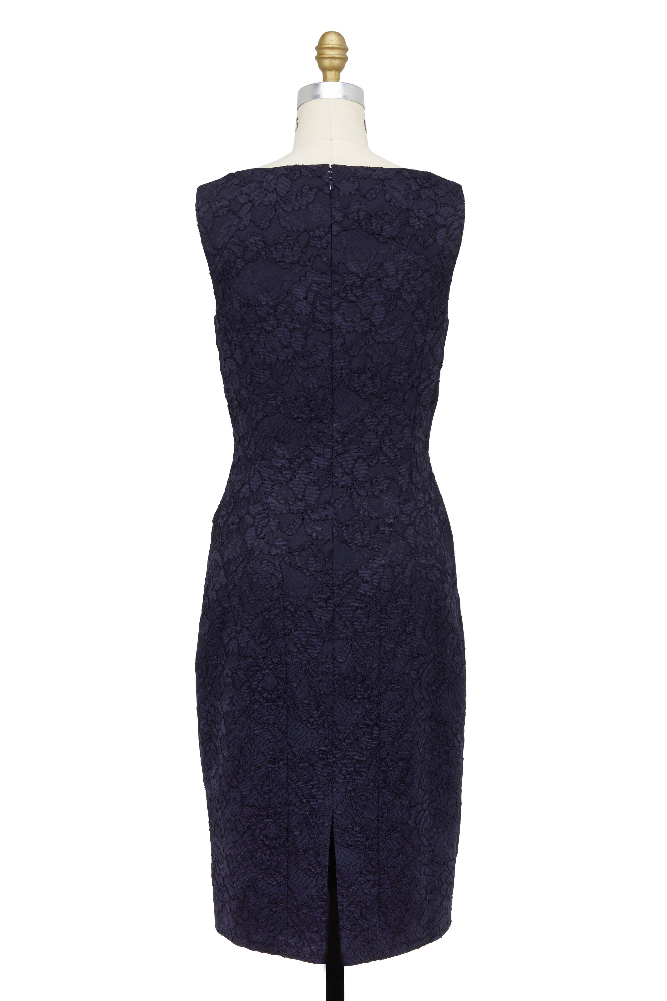 chinese dress ladies Dark Navy Jewel Illusion Neckline Short Sleeves Lace Appliques Midi Mother of The Bride Dress main image 1