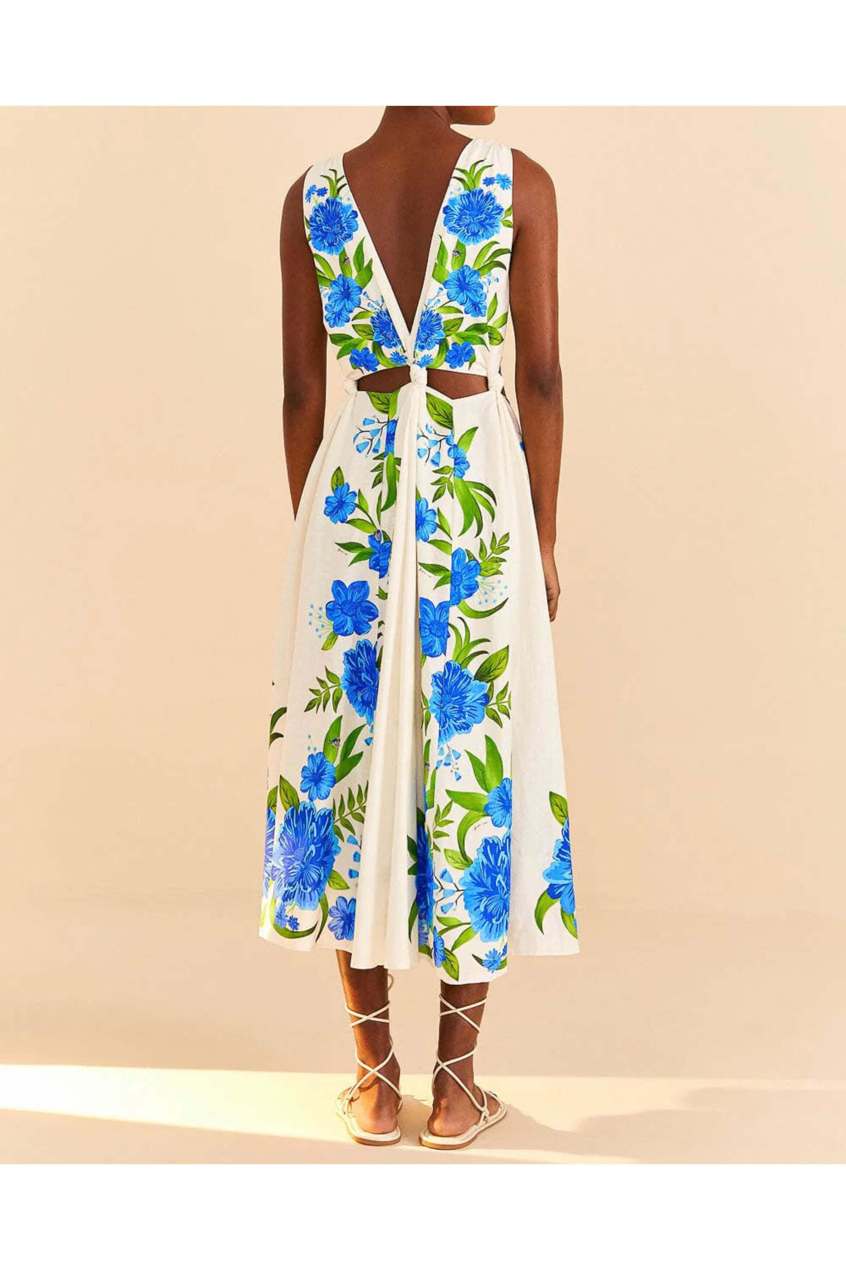 Farm Rio - Romantic Garden Off White Midi Dress