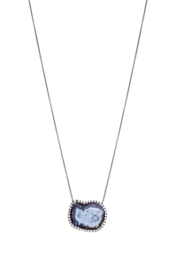 Kimberly McDonald - Blue Geode & Diamond Pendant Necklace 
