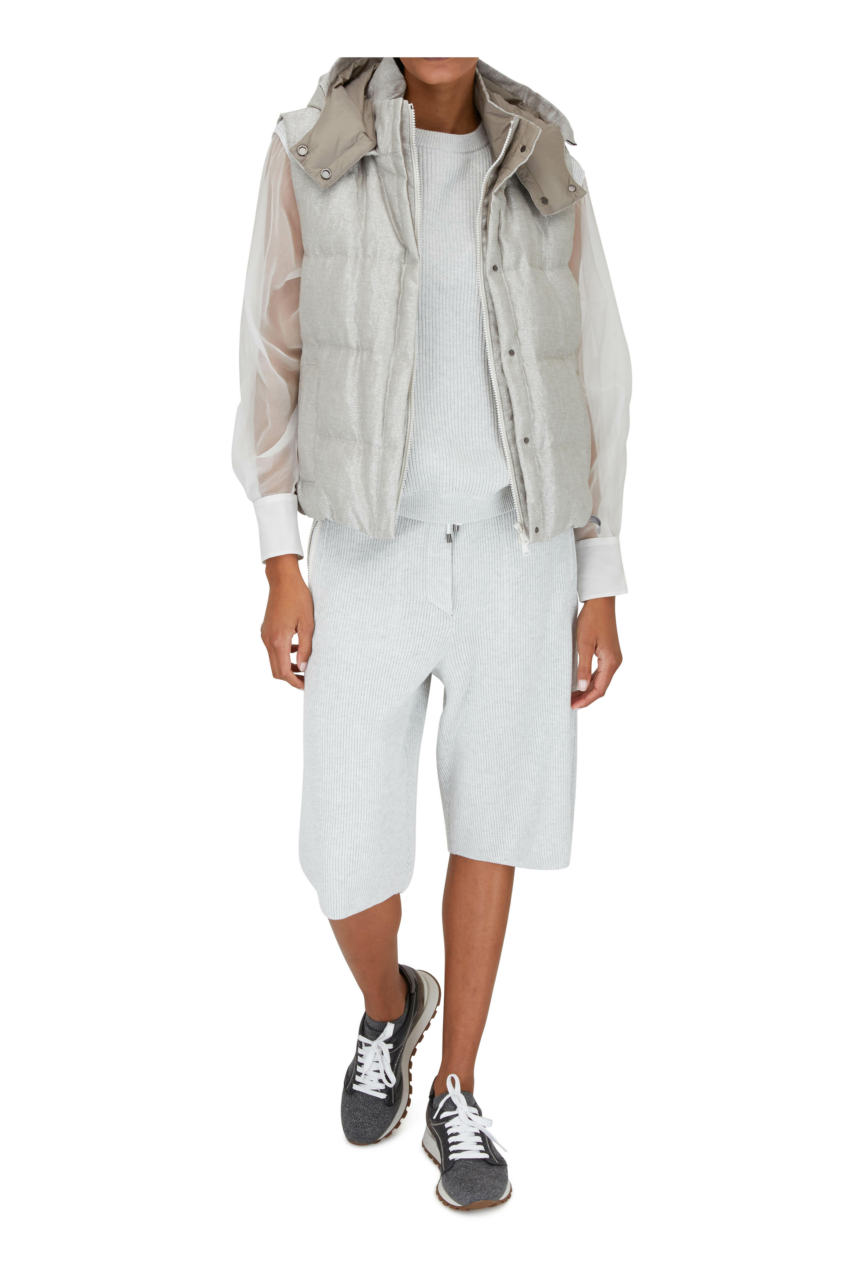 Brunello Cucinelli - Pebble Cashmere & Silk English Rib Sweater - view 5