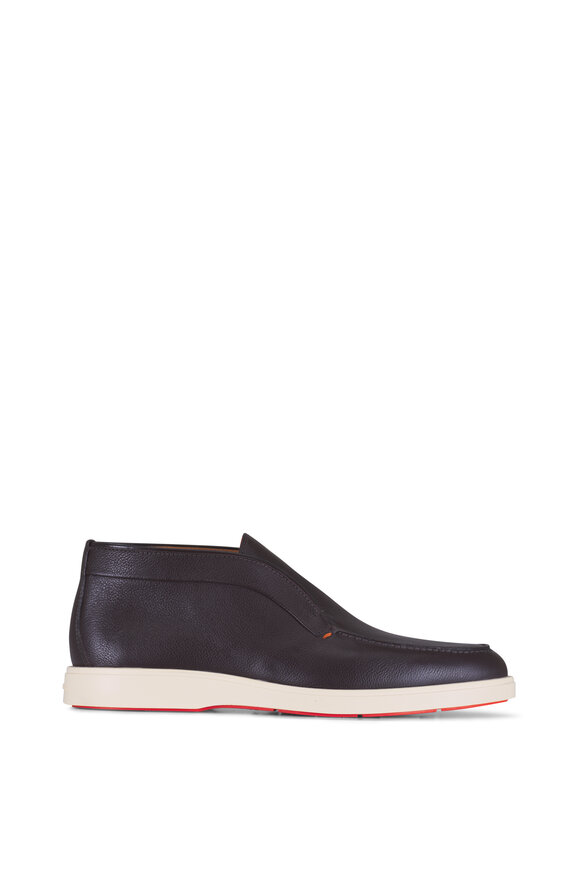 Santoni Dark Brown Mid Top Slip On Boot - view 3