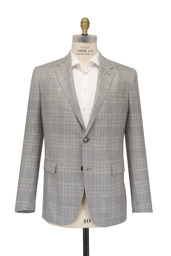 Zegna Gray & Light Beige Plaid Sportcoat - view 3