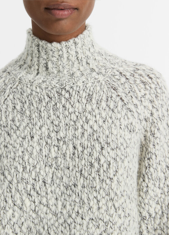 Vince - Off White & Black Marled Turtleneck Sweater