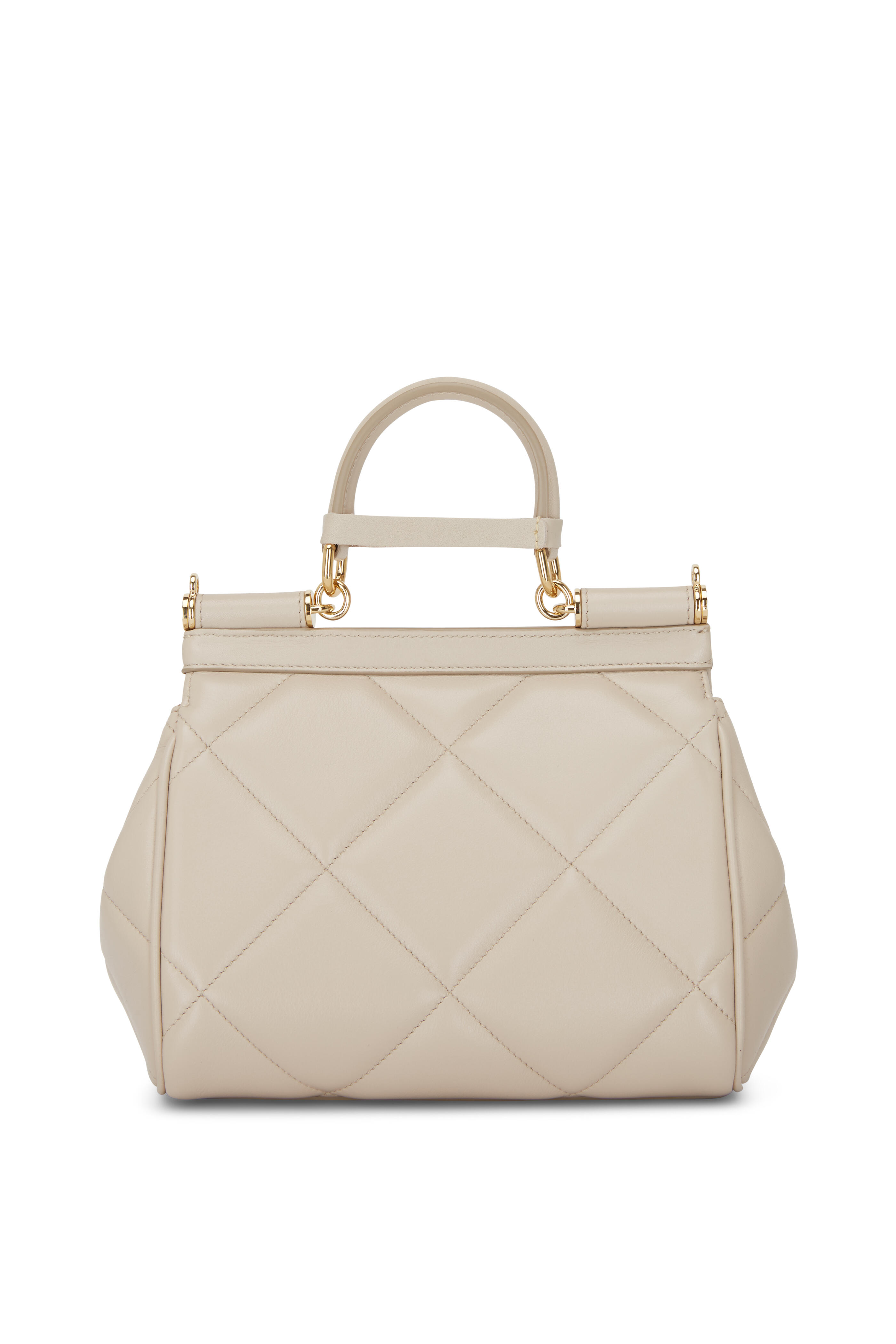 Dolce & Gabbana Sicily Small Grained-leather Handbag in Natural