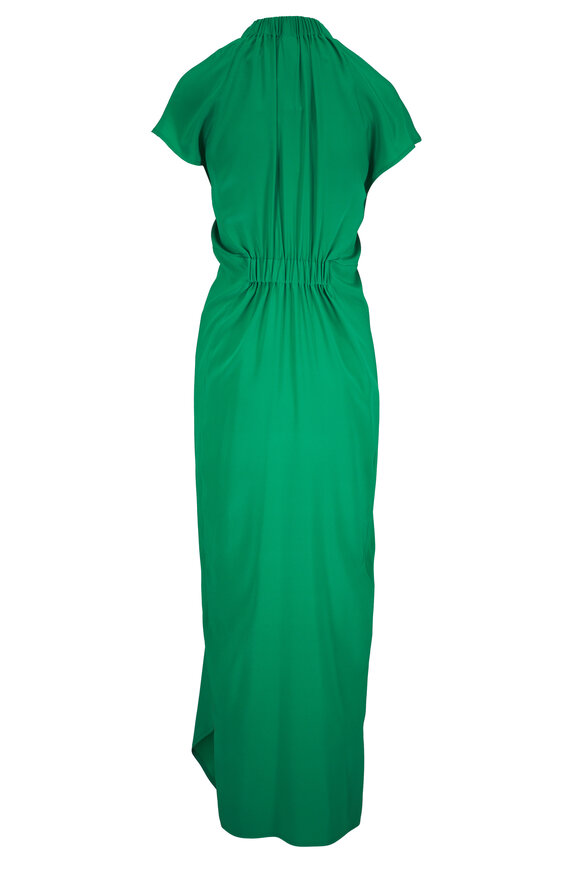 Zero + Maria Cornejo Stella Matcha Green Ruched Dress - view 3