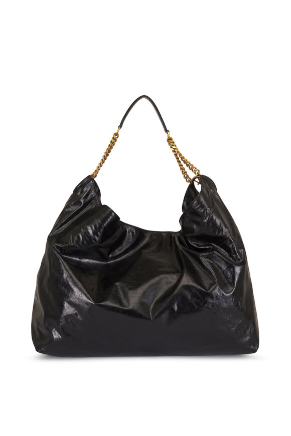 Saint Laurent Cassandre Black Leather Hobo Bag - view 4
