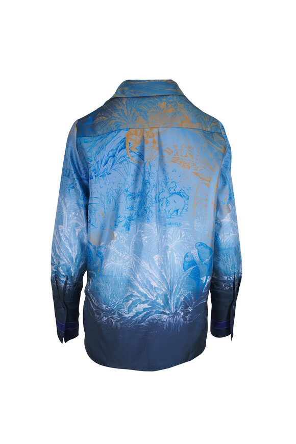 Rani Arabella Blue Safari Print Silk Blouse - view 2