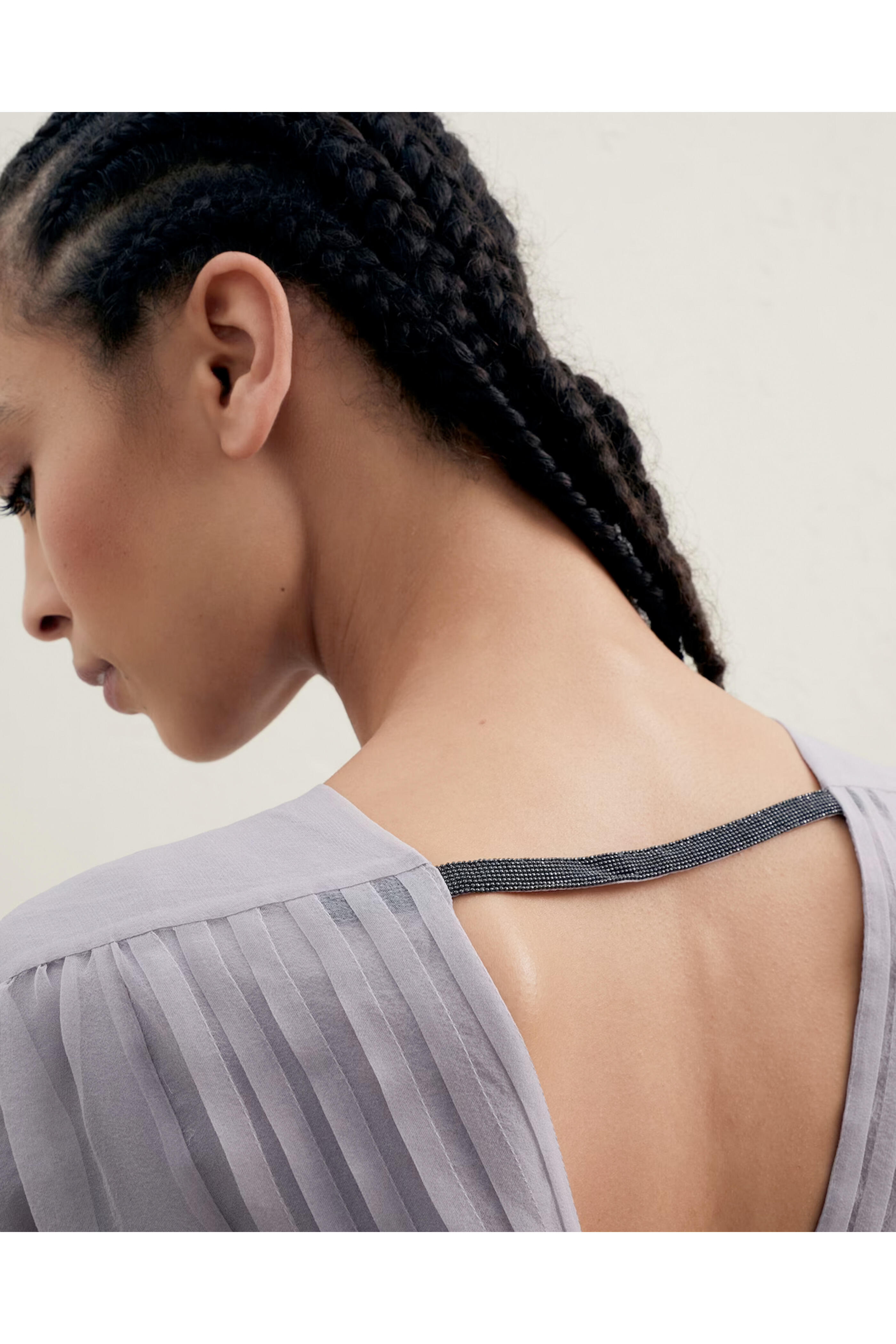 Brunello Cucinelli - Lavender Silk Plisse Belted Maxi Dress