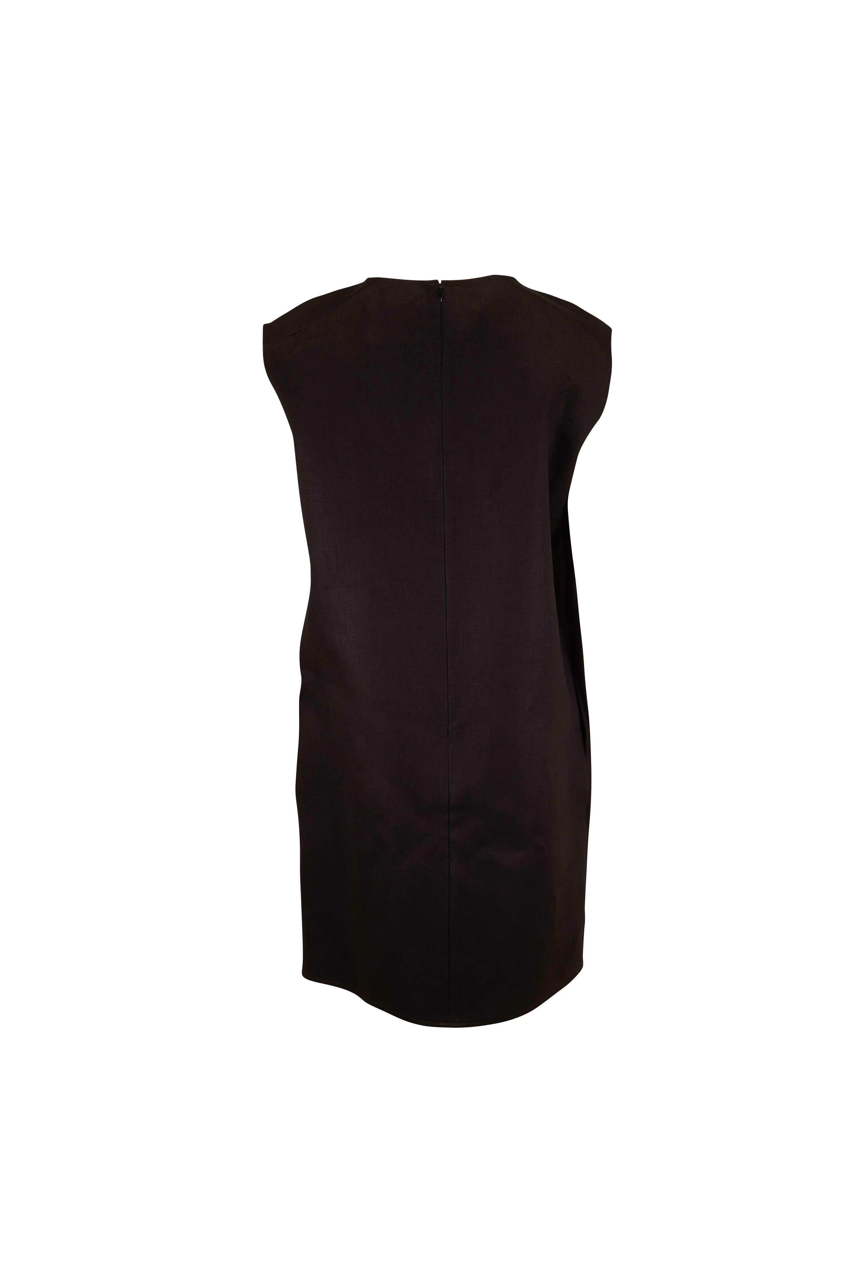 Carolina Herrera - Black Linen Sleeveless Shift Dress