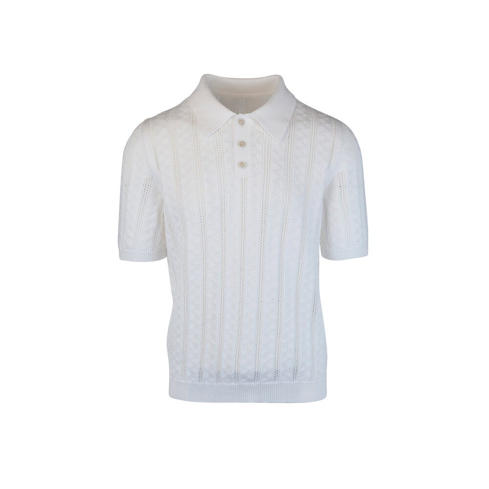 MANHOLE 18Finezza KnitPolo L/S M オフホワイト MANHOLE 18Finezza KnitPolo L/S M オフホワイト