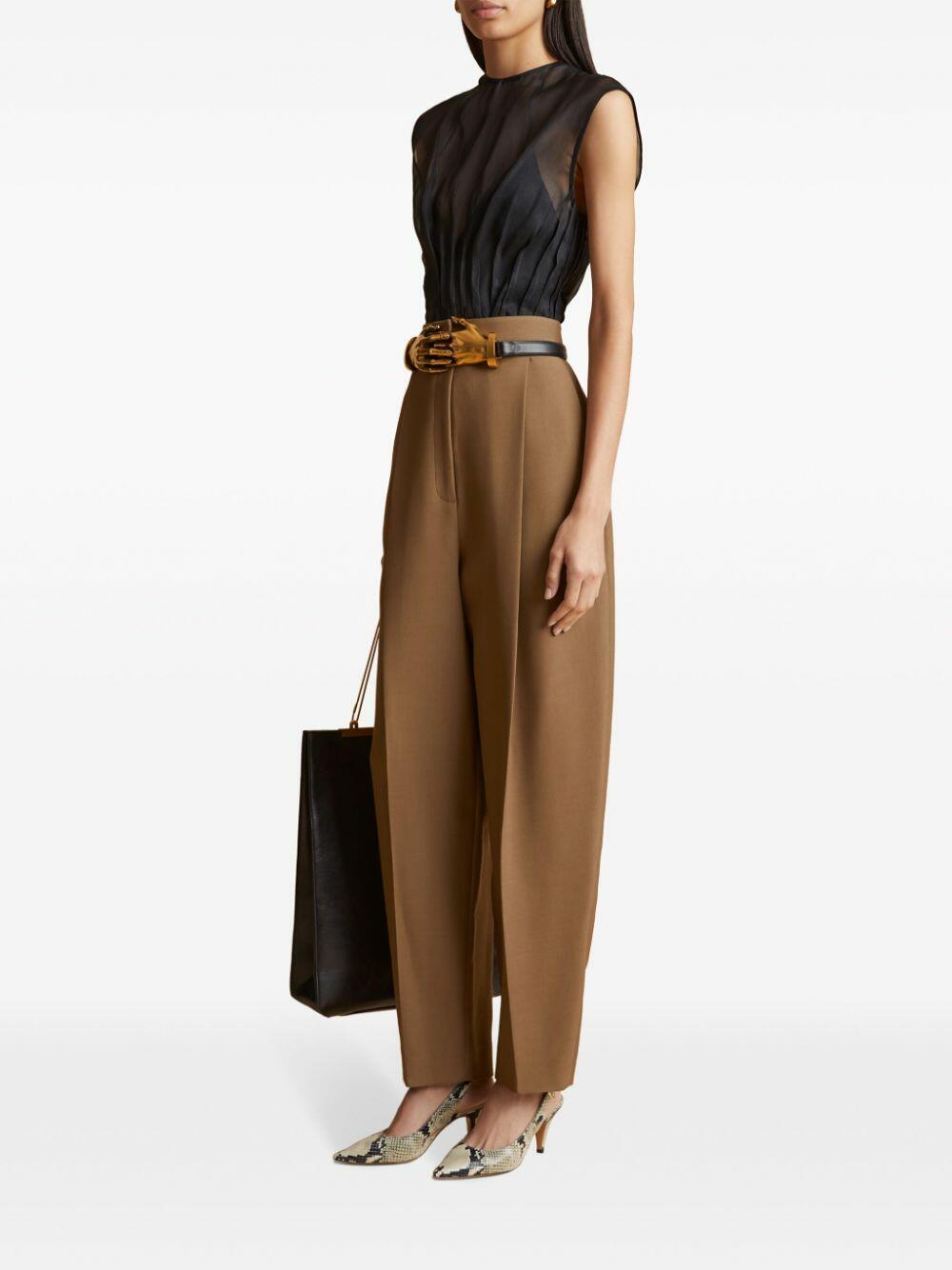 Khaite - Westin Black Sheer Shantung Organza Top