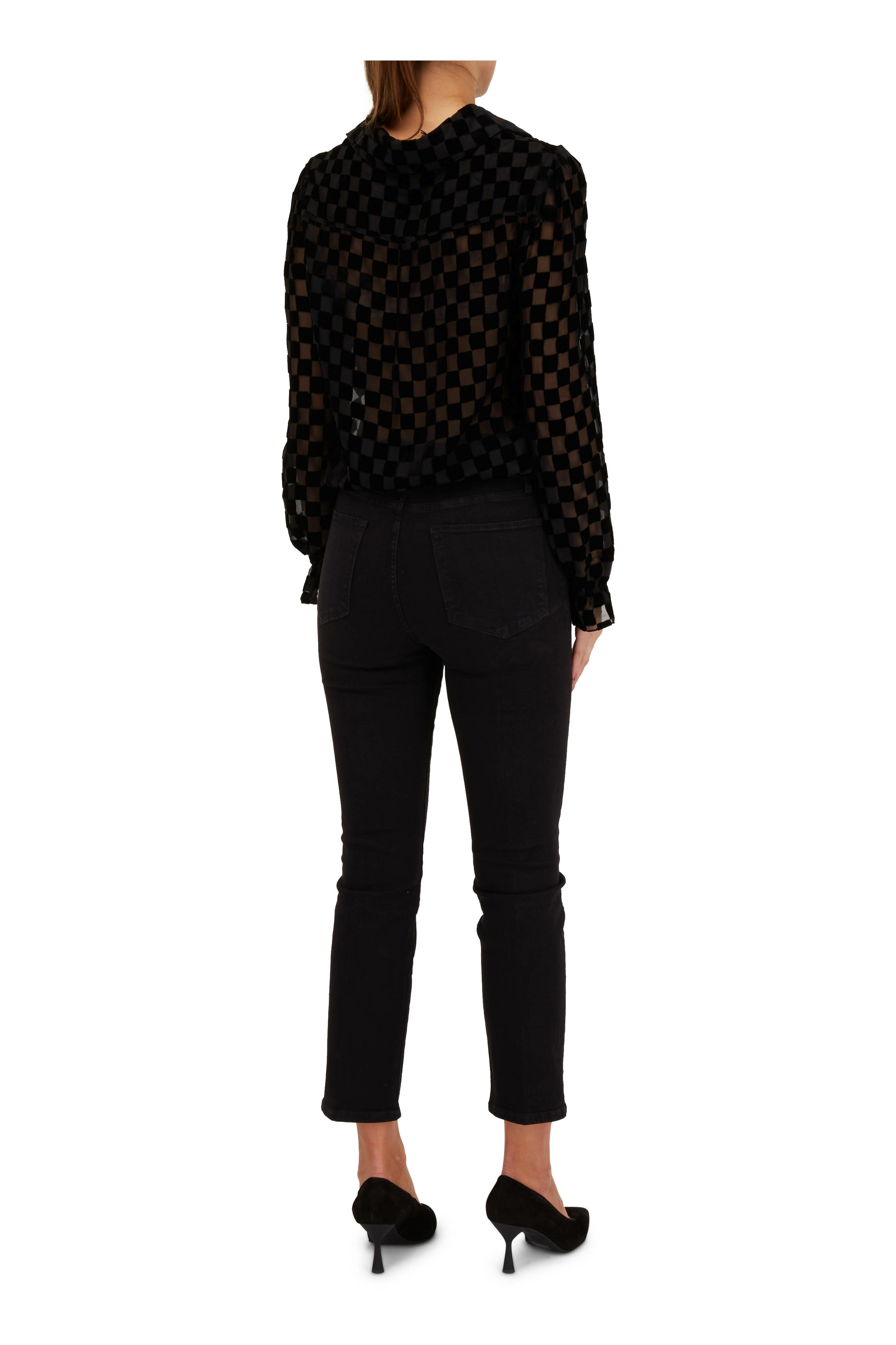Paige - Lora Black Burnout Checkerboard Blouse