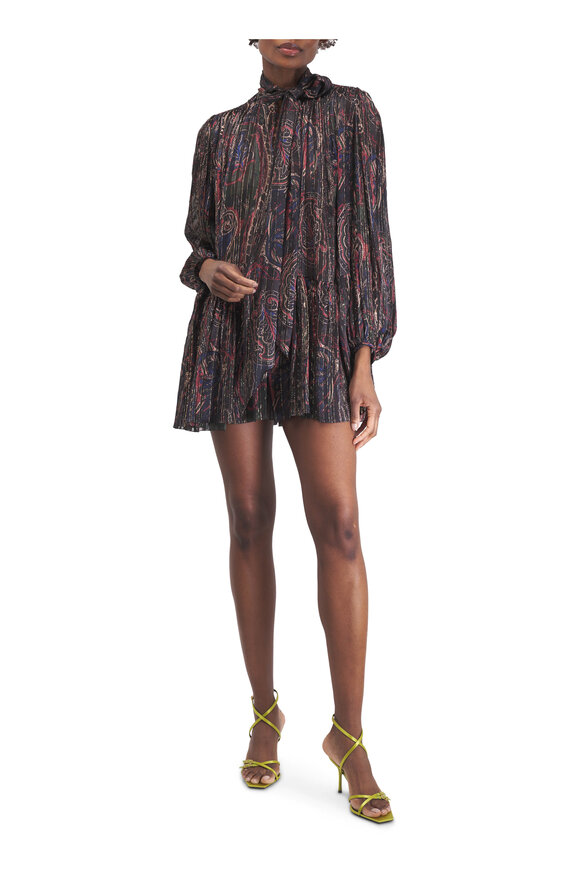 Saint Laurent Lavallière Multicolor Paisley Silk Lurex Dress - view 2