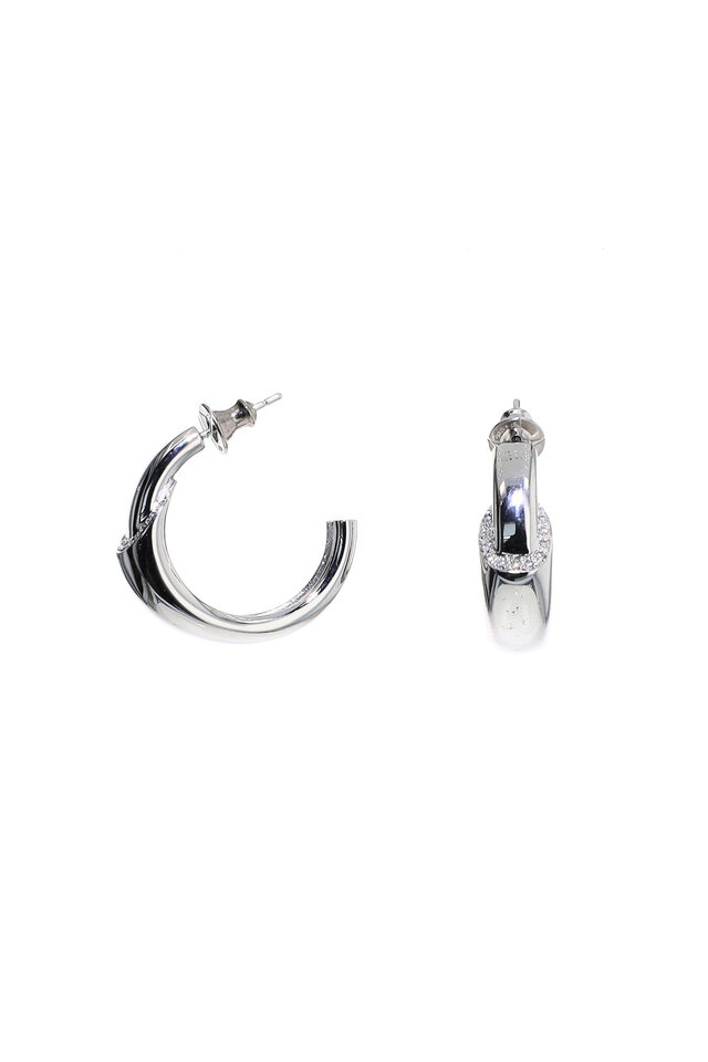 Mizuki - 14K Gold Floating Black Tahitian Pearl Hoops