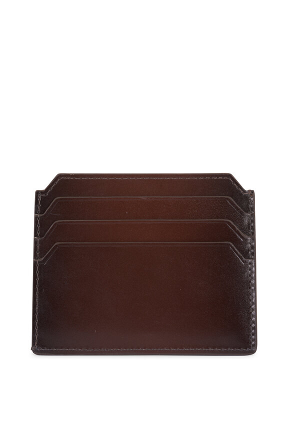Santoni Dark Brown Leather Card Case - view 2