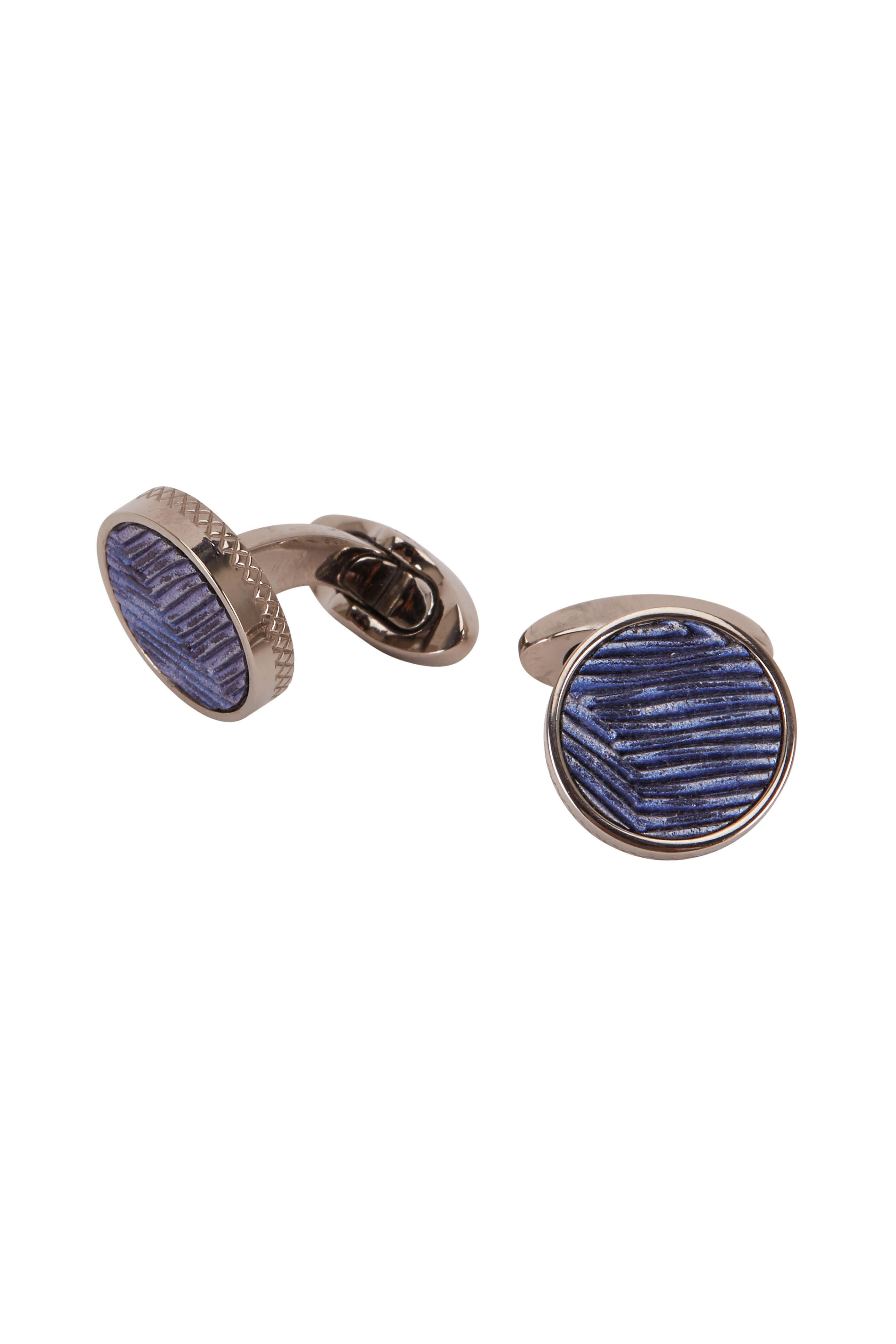 TATEOSSIAN　カフス　No.1141 Tateossian - Metallic Blue Leather & Titanium Cufflinks