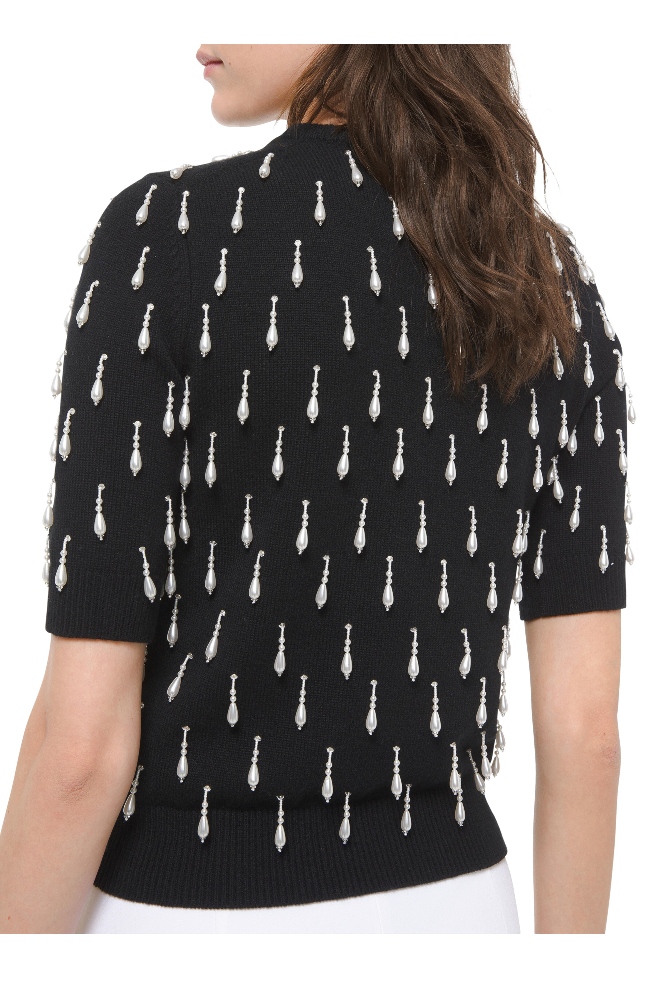 Michael Kors Collection - Black Cashmere Pearl Embellished Sweater
