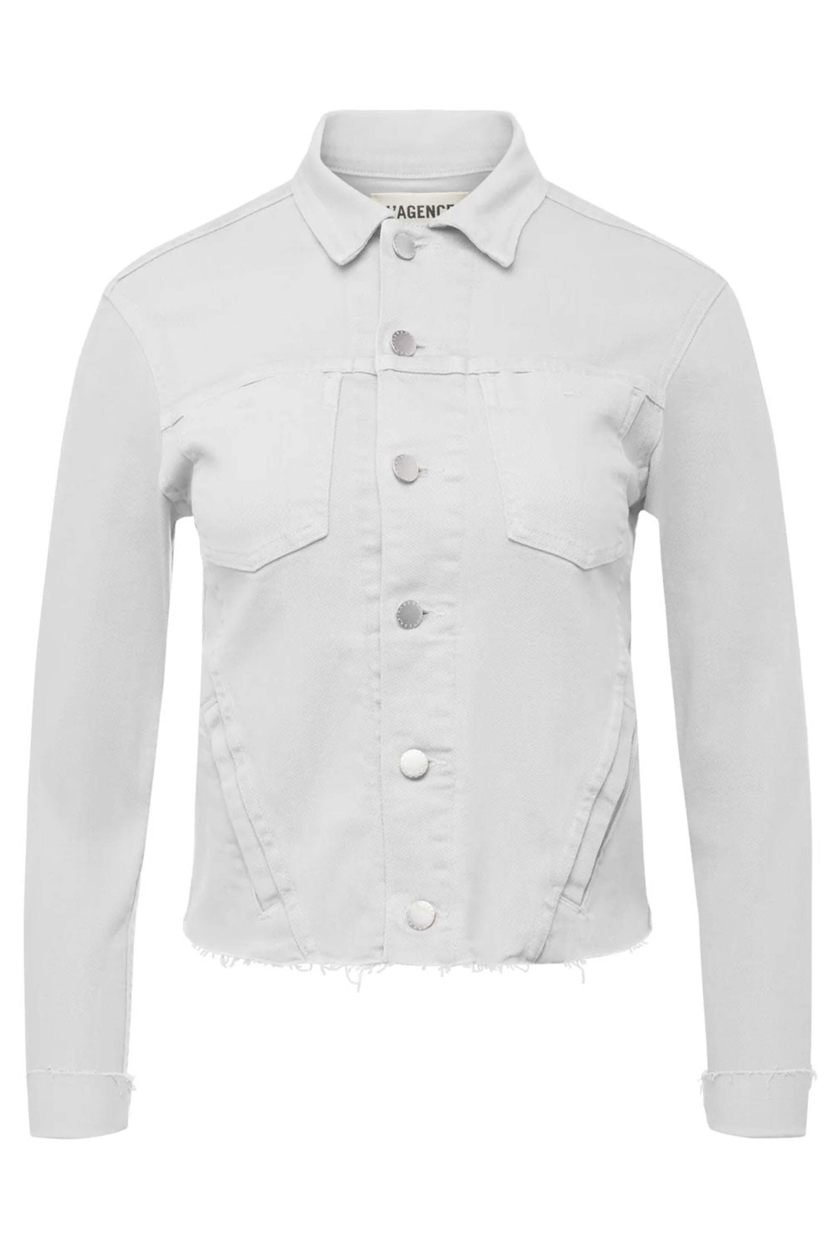 L'Agence - Janelle Slim Raw Denim Jacket in Blanc