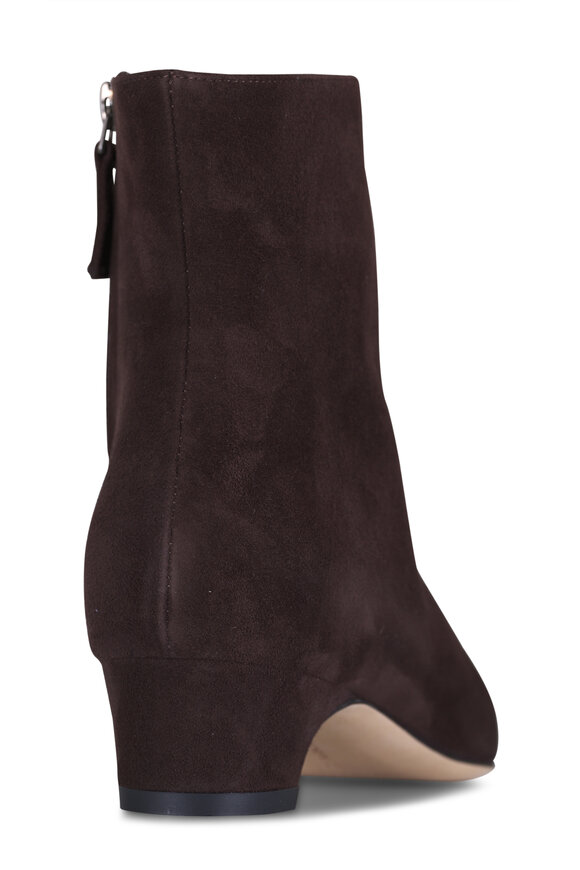 Manolo Blahnik Tolarc Dark Brown Suede Bootie, 30mm - view 3