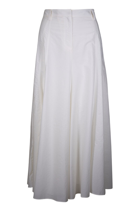 Brunello Cucinelli White Techno Poplin Flared Skirt