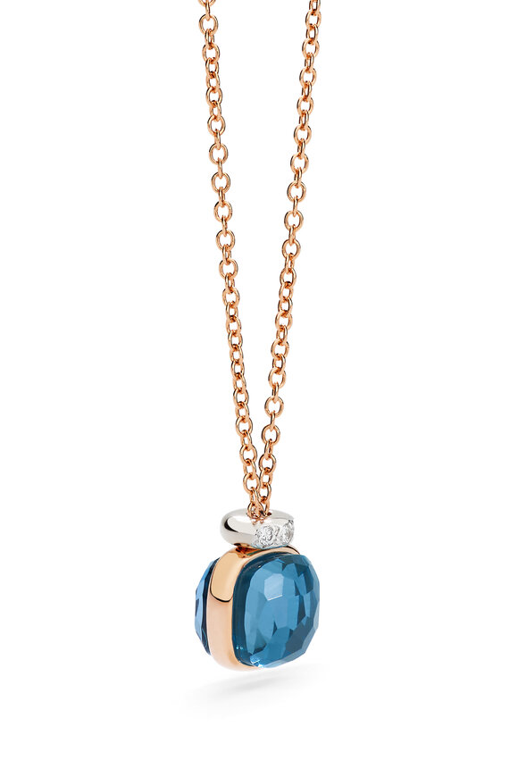 Pomellato 18k Rose Gold Nudo Mini Blue Topaz Necklace