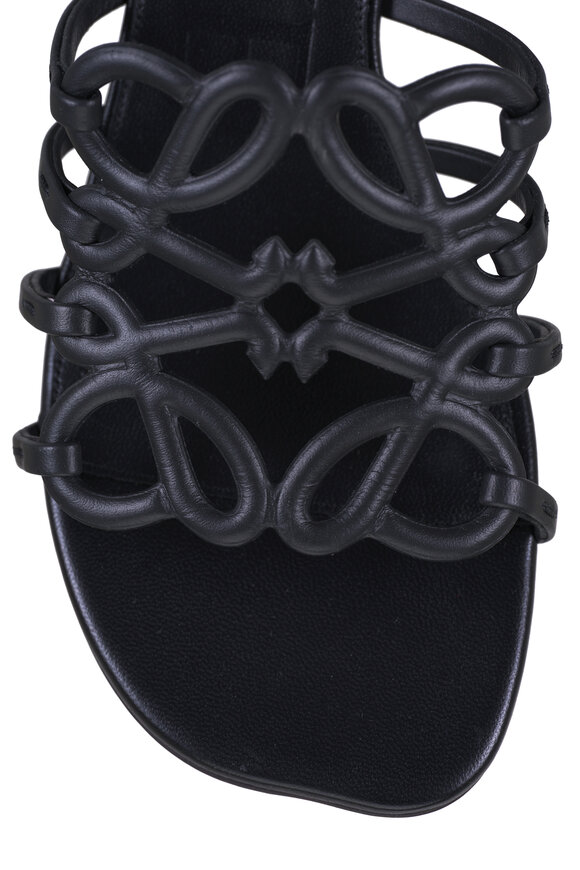 Loewe Petal Anagram Black Leather Sandal, 45mm - view 6