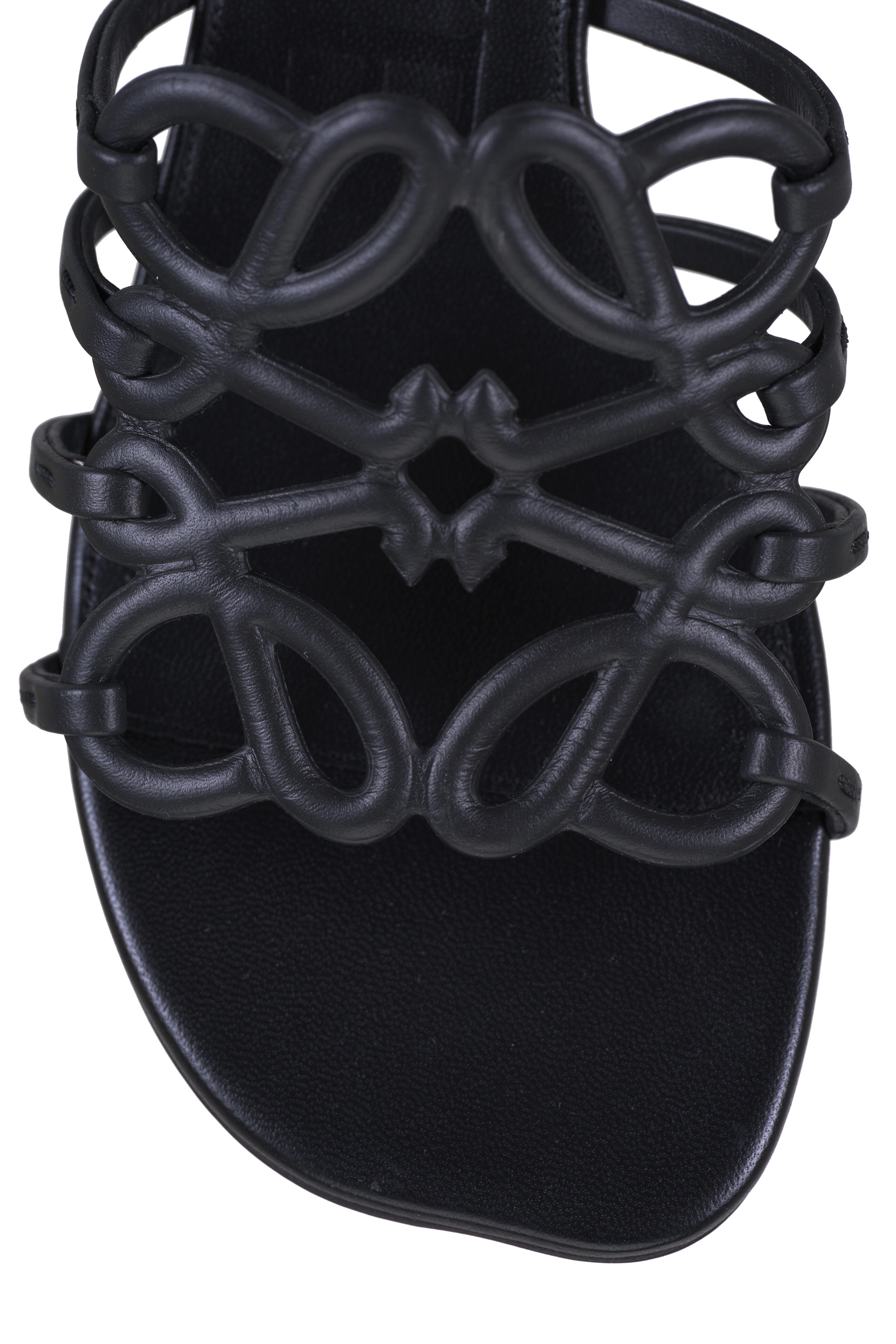 Loewe - Petal Anagram Black Leather Sandal, 45mm