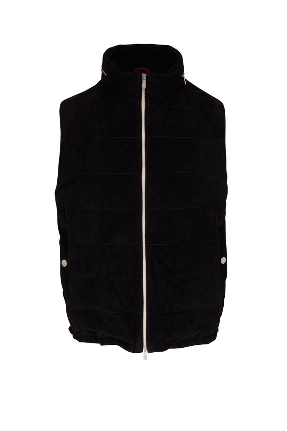 Brunello Cucinelli - Black Suede Down Vest