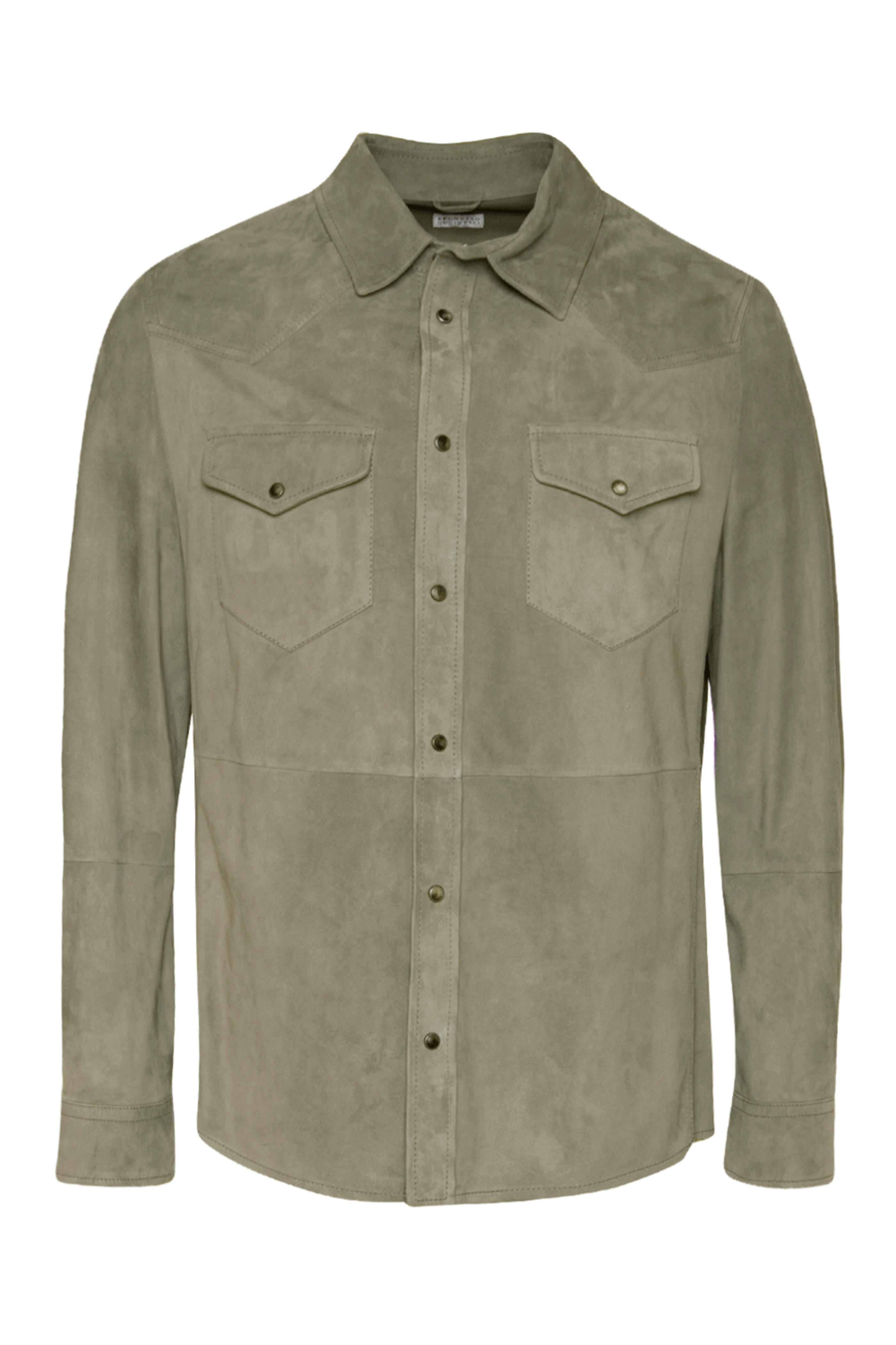 Brunello Cucinelli - Sage Leather Overshirt | Mitchell Stores