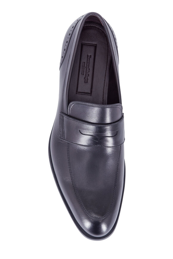 Zegna - Garonne Black Leather Penny Loafer