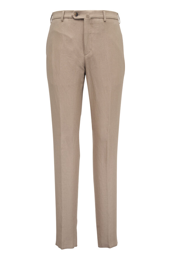 Brunello Cucinelli - Sage Cotton Stretch Flat Front Pant