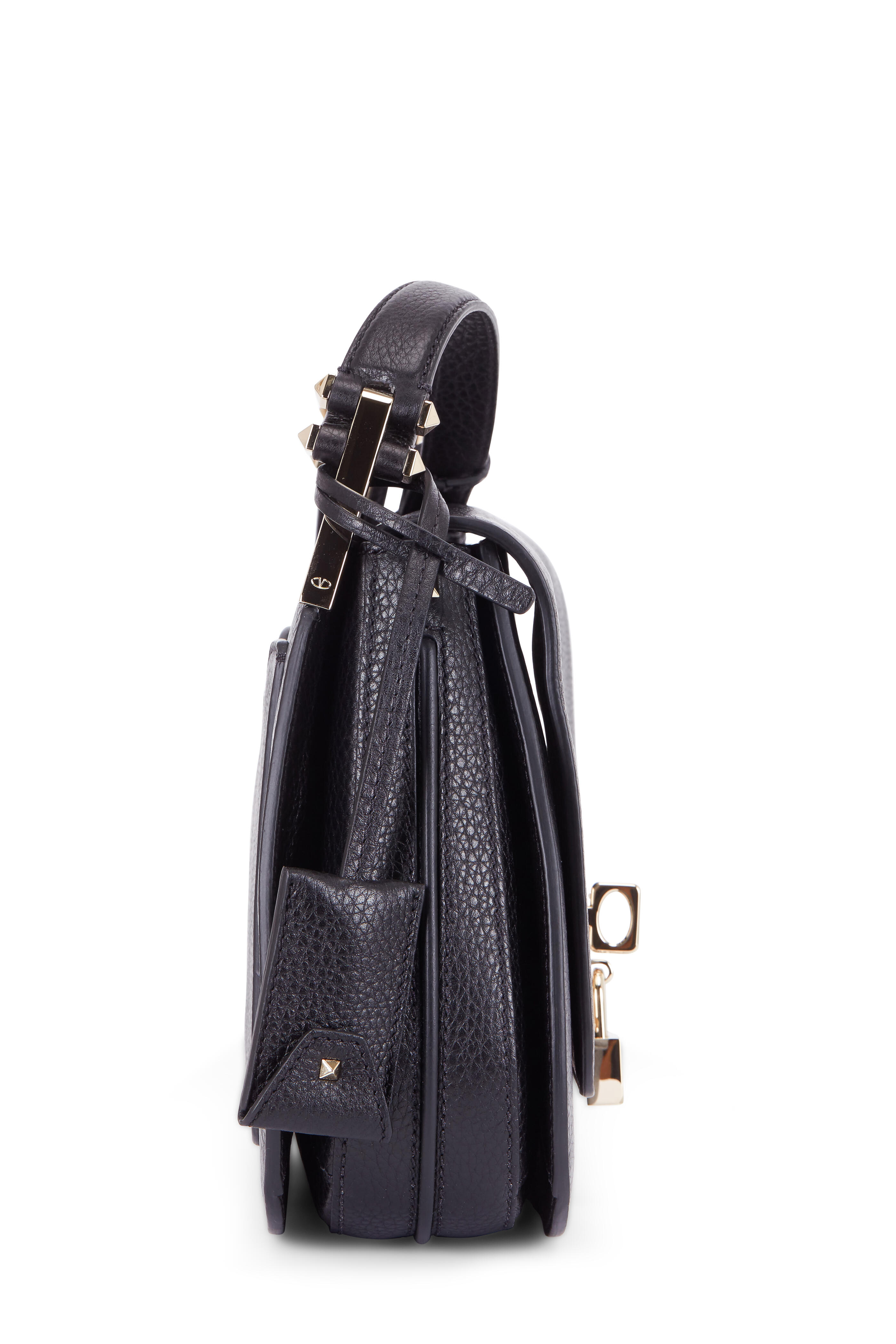 Valentino Garavani - Joylock Pieper Black Leather Saddle Crossbody