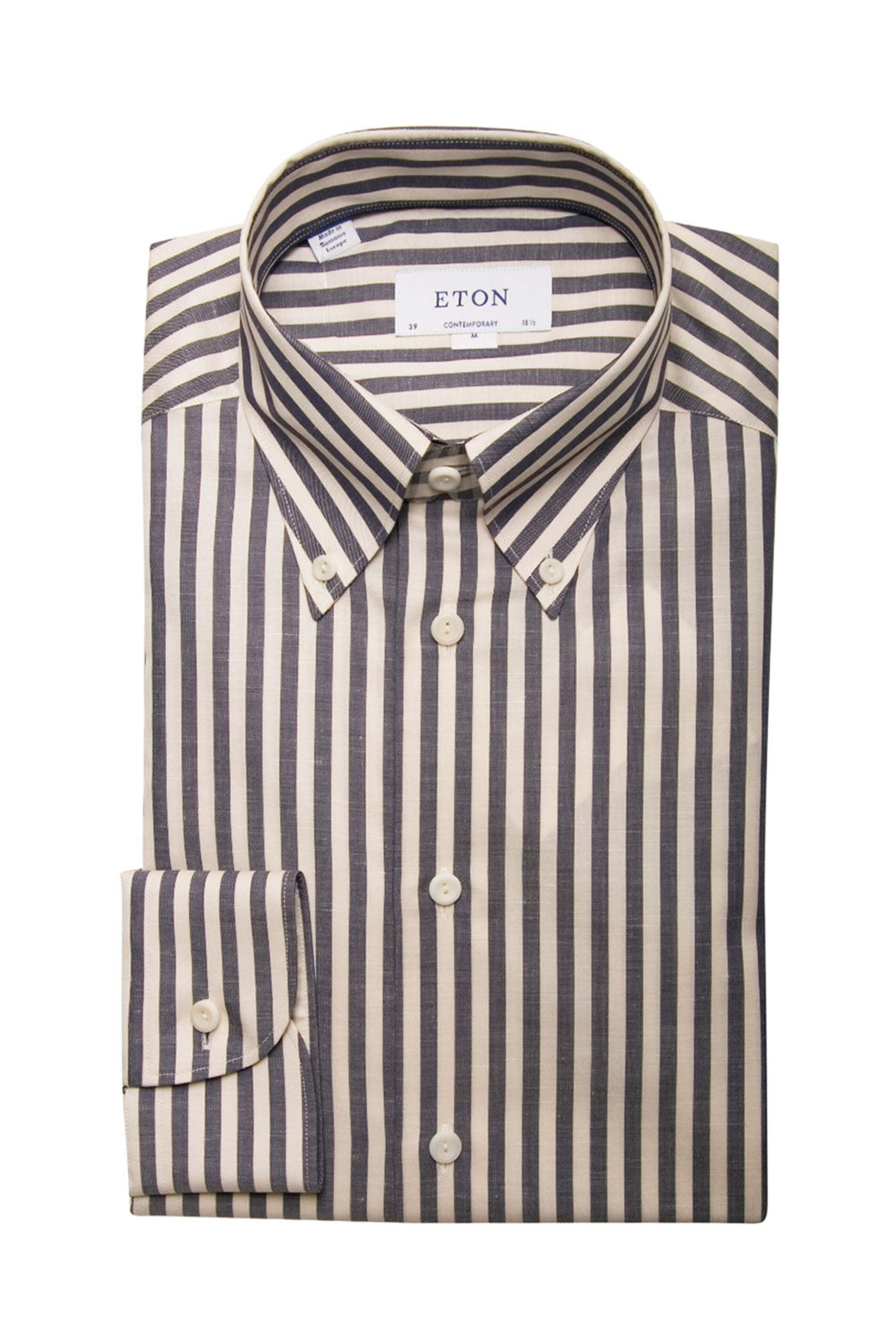 Eton - Navy Stripe Linen Sportshirt