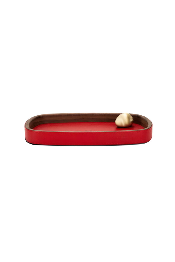Assouline Red Pebbled Leather Accessory Tray