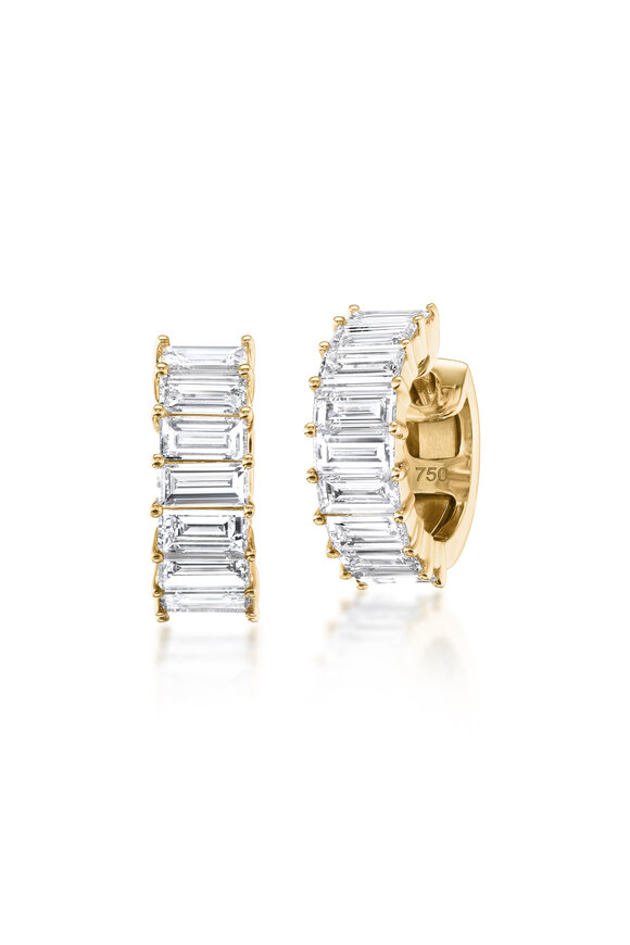 Nam Cho 18k Yellow Gold Diamond Baguette Hoop Earring - view 1