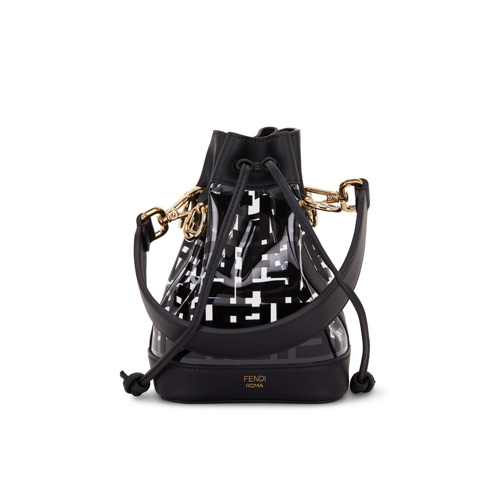 【FENDI】MINI MON TRESOR CRYSTAL BUCKET BAG Fendi - Mon Tresor Black Leather & PU Mini Bucket Bag
