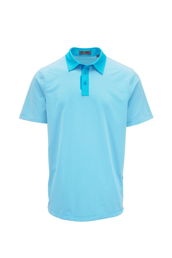 G/Fore Feeder Stripe Light Blue Jersey Tech Polo