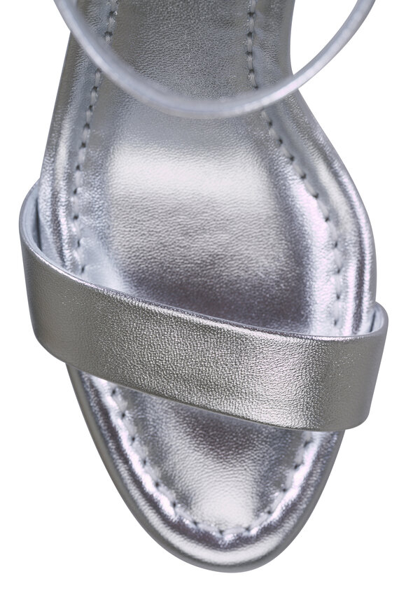 Christian Louboutin Jane Silver Laminated Leather Sandal, 85mm - view 4
