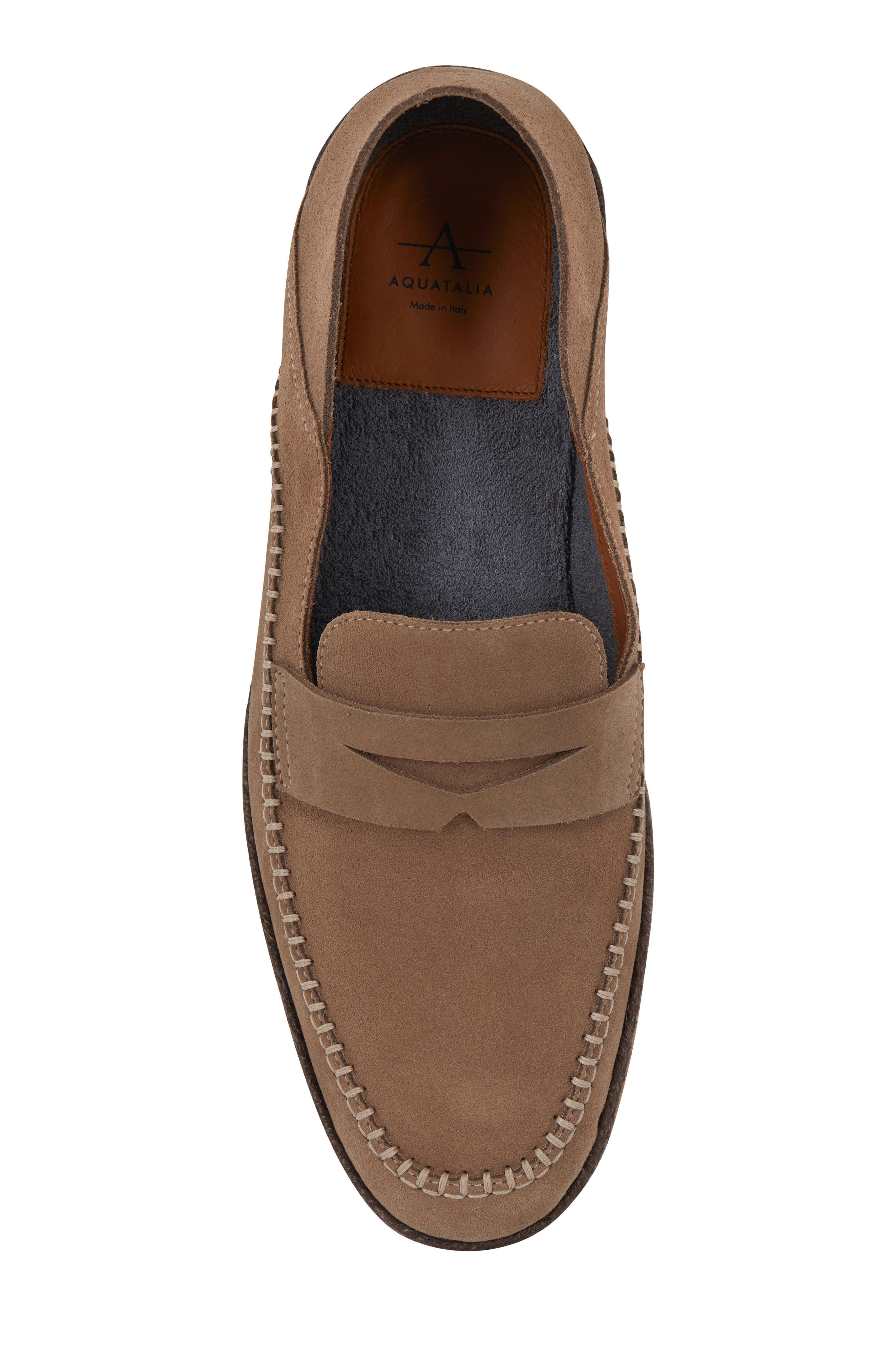 Aquatalia Nikita Mushroom Weatherproof Suede Penny Loafer