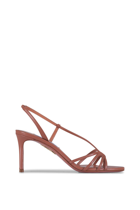 Aquazzura Talk To Me Leather Slingback Sandal, 75mm - view 3